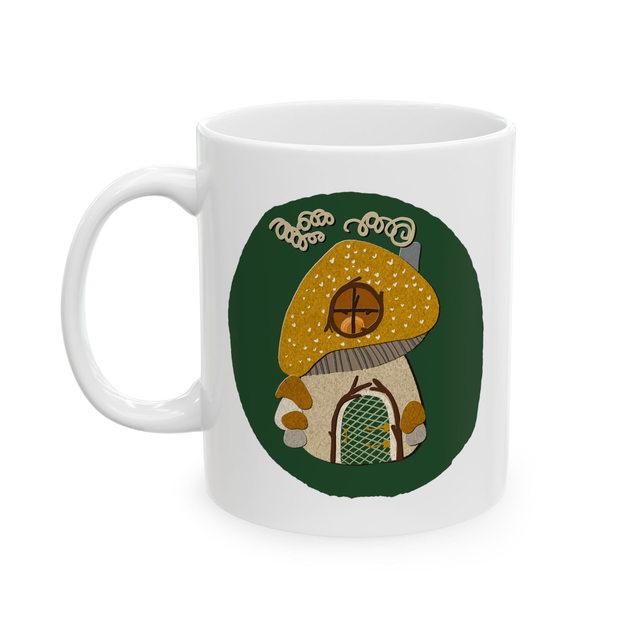 Mushroom Cottage Mug │ Personalized Cottagecore Coffee Mug │ Hand-Drawn Forager Gift, 11 oz & 15 oz
