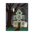 Gothic Cozy Haunted Victorian House — Textured Watercolor Matte Halloween Art
