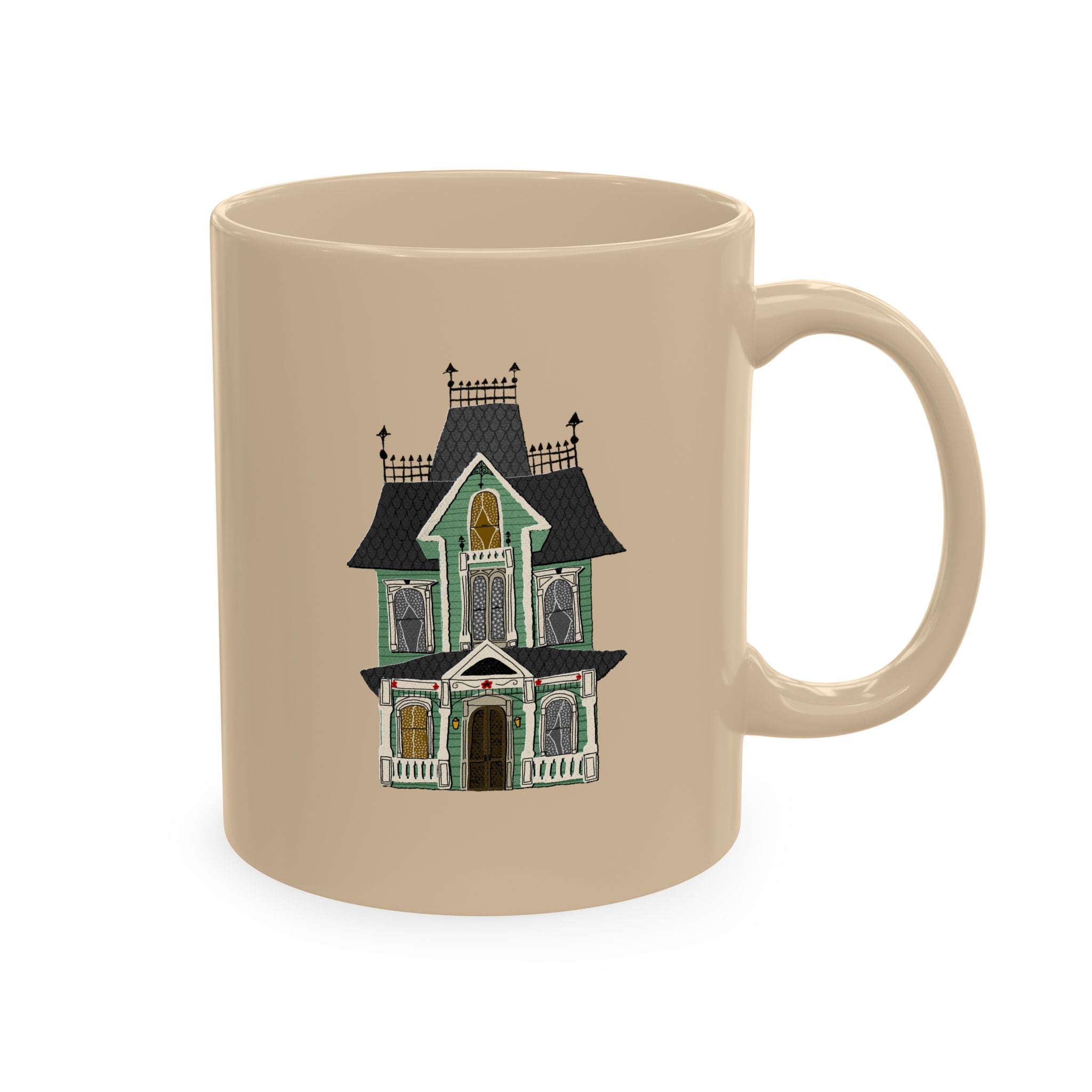 Gothic Cozy Halloween Ghost Mug – "Be Cozy, Beware" Ceramic Coffee Cup