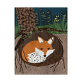 Fox in Burrow Matte Poster — Textured Woodland Wall Art