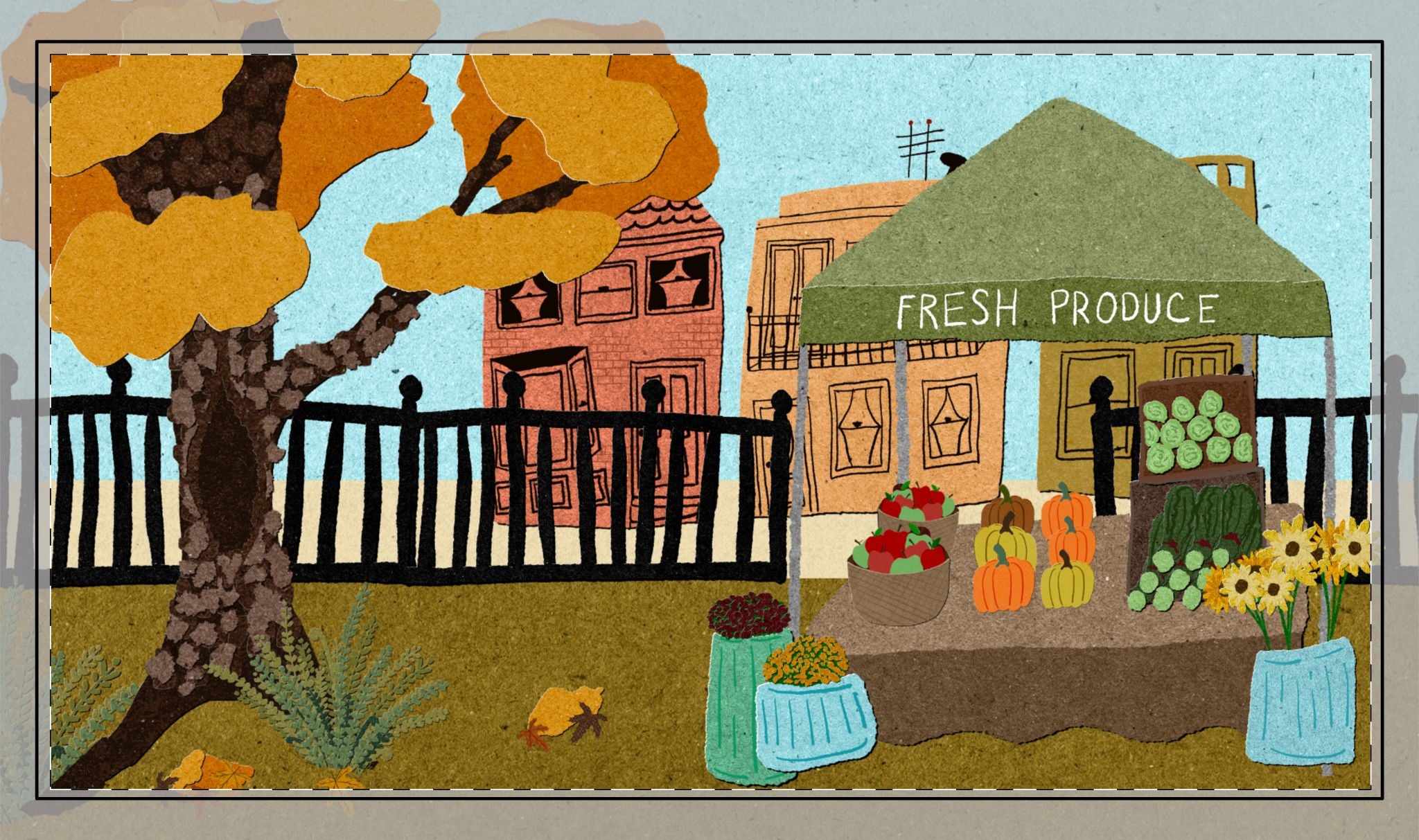Autumn Farmer's Market Desk Mat — Fall Produce Desk Pad